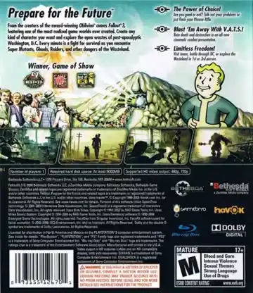 Fallout 3 (USA) (v1.61) (BLUS30185) (Disc) (Update) box cover back